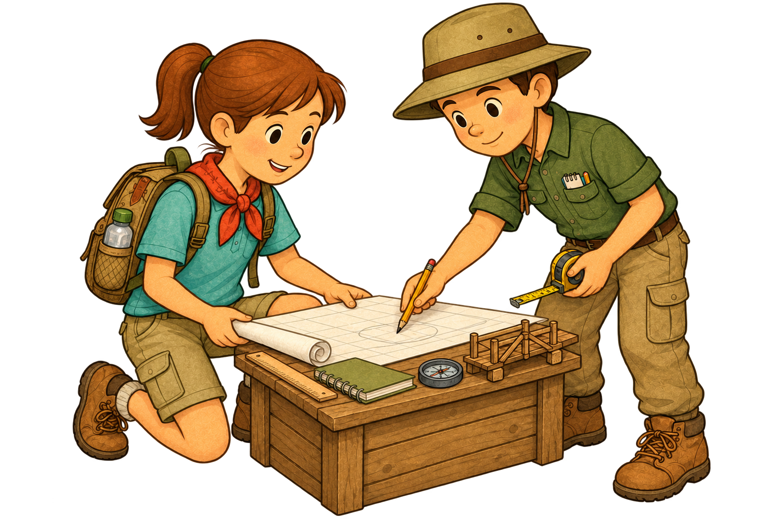 Amelia and Max planning their next expedition together